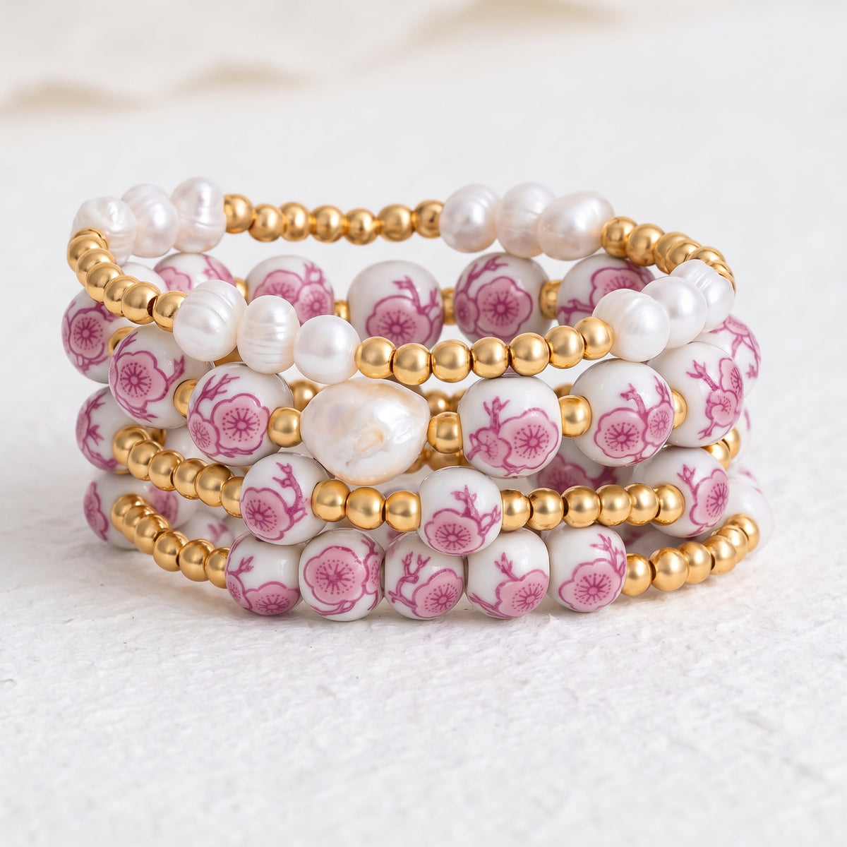 Juego de pulseras Cherry Blossom de Porcelain Garden