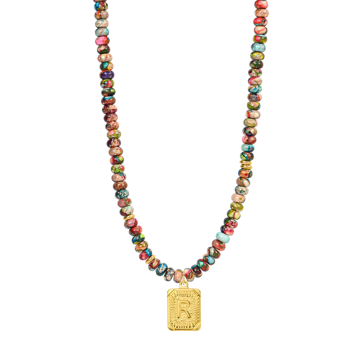 Collar de burbujas con inicial de gema vibrante