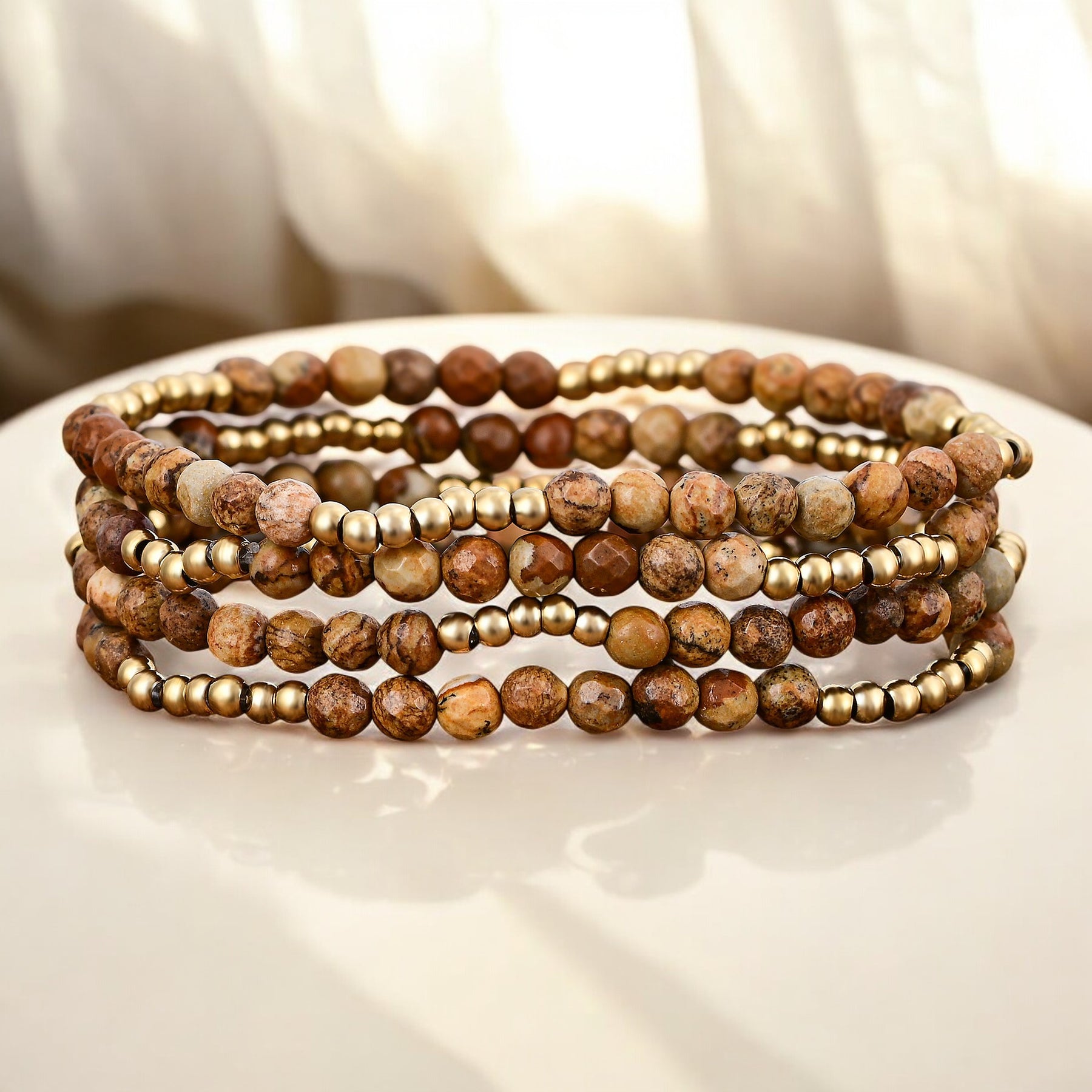 Conjunto de pulseras de jaspe Golden Earth