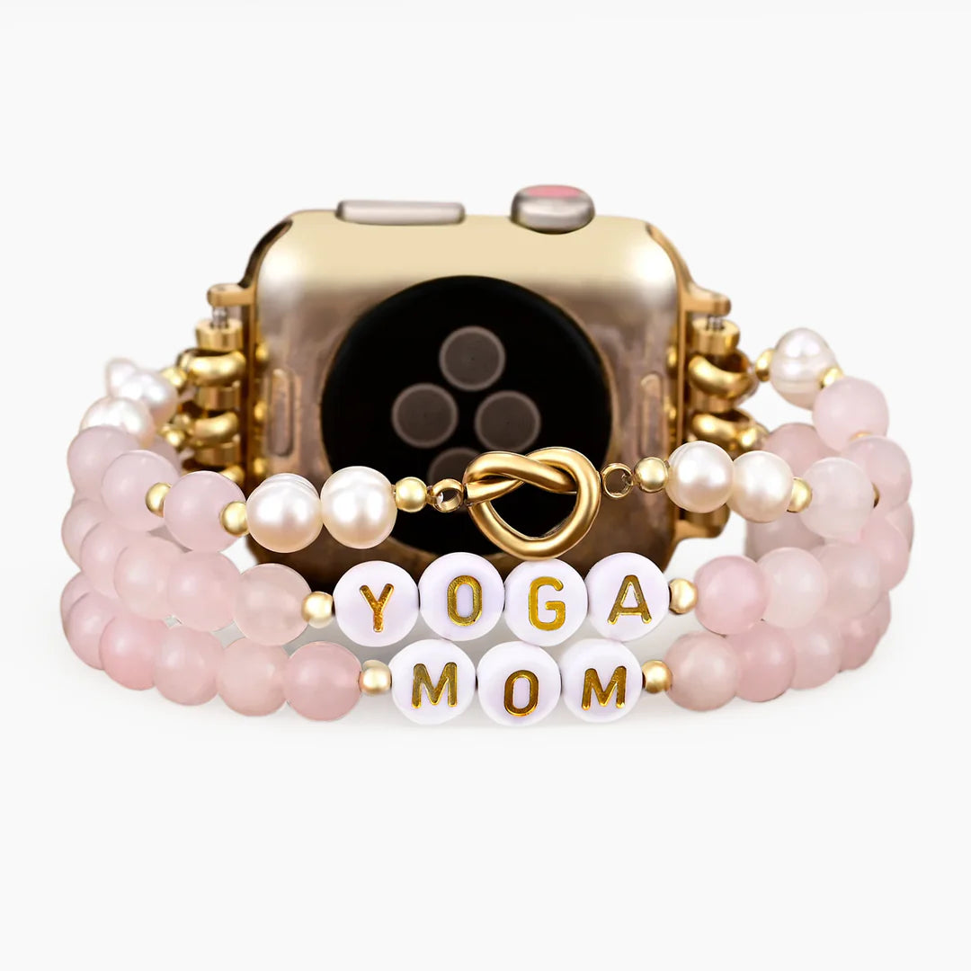 Correa elástica de cuarzo rosa personalizada para Apple Watch