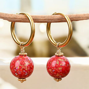 Pendientes de aro con orbe moteado Crimson Orbit