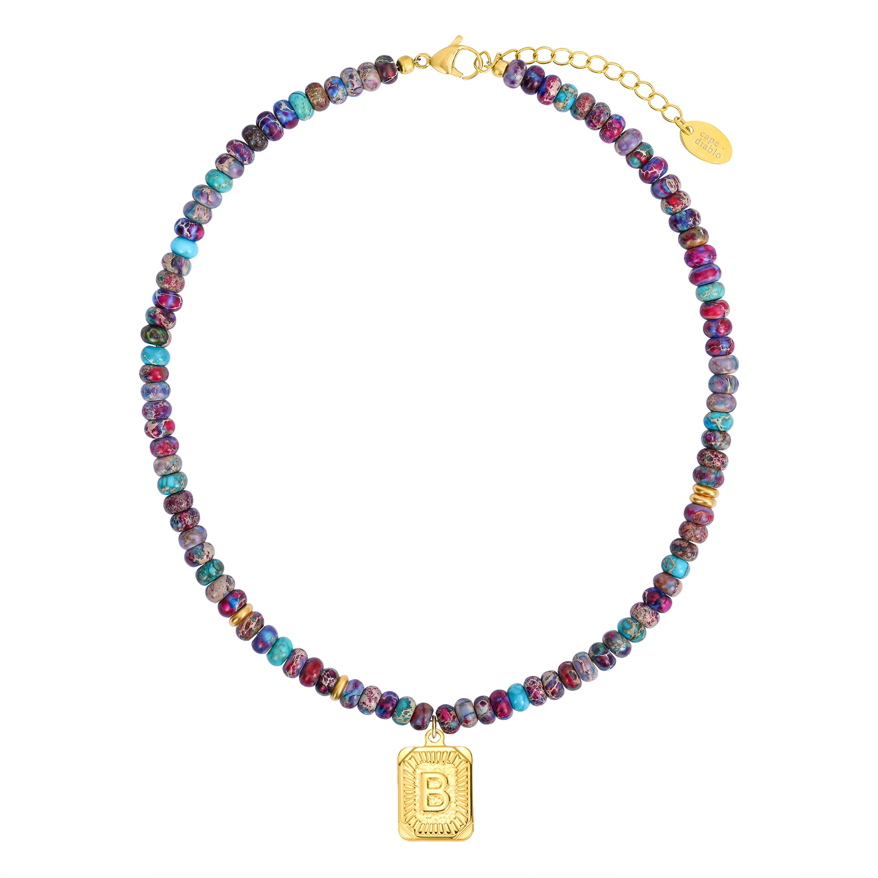 Collar de burbujas con inicial de gema vibrante