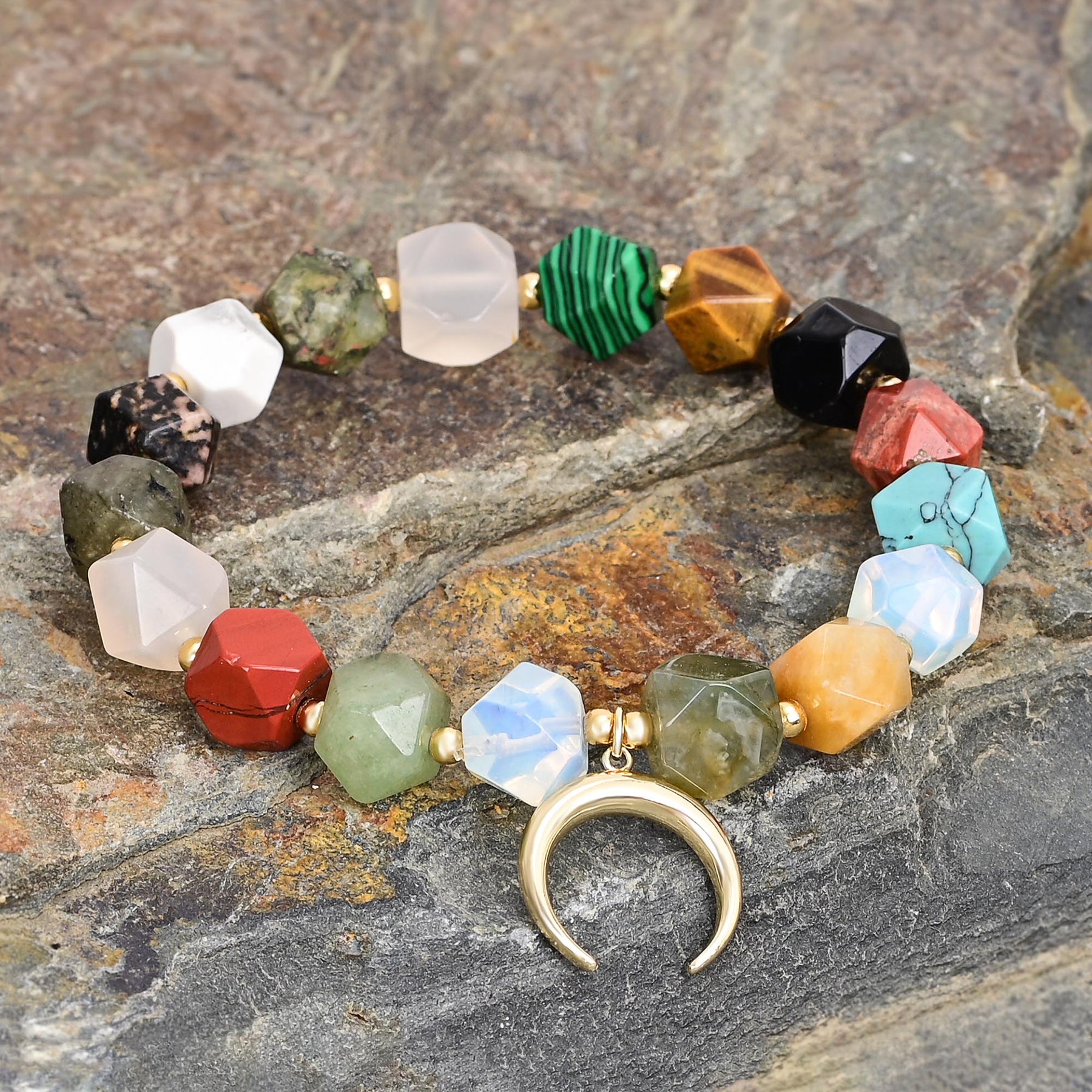 Pulsera de Encanto de Amor de Piedra Lunar