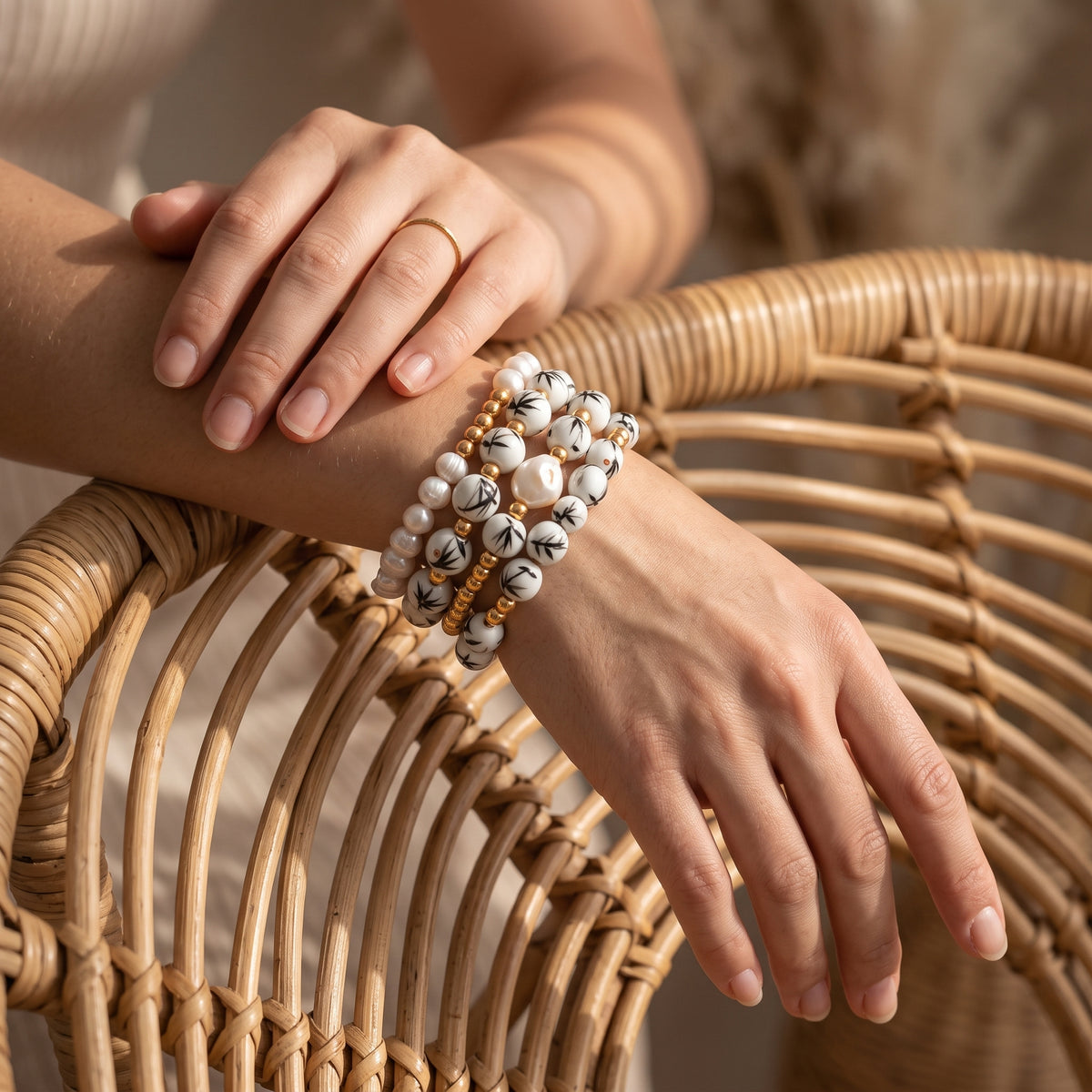 Conjunto de pulseras Porcelain Garden Bamboo Mist