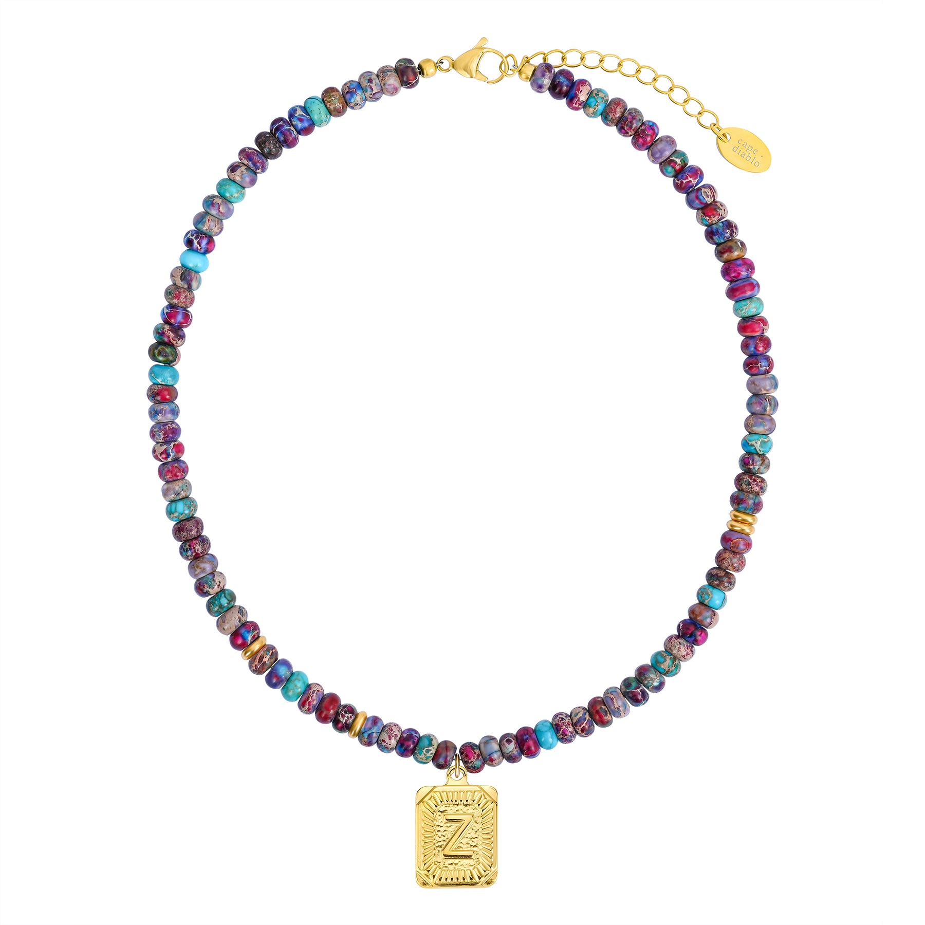 Collar de burbujas con inicial de gema vibrante