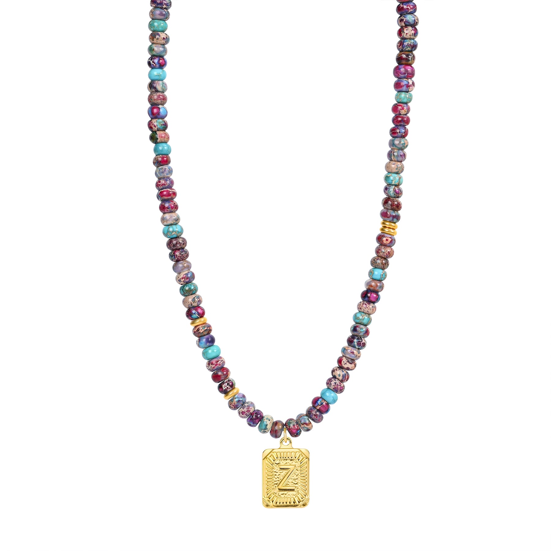 Collar de burbujas con inicial de gema vibrante