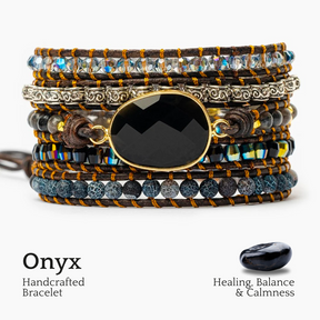 Pulsera envolvente de protección a la luz de la luna de ónix