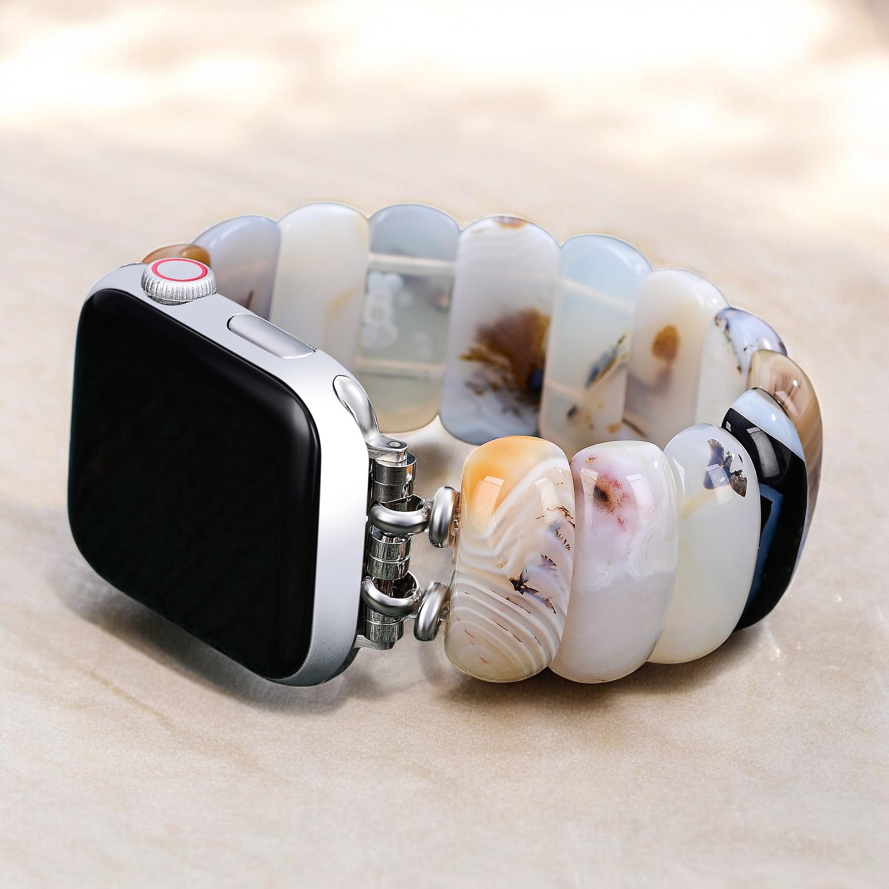 Correa elástica de ágata Ivory Dune para Apple Watch