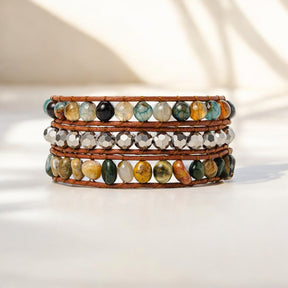 Pulsera artesanal envolvente de ágata india