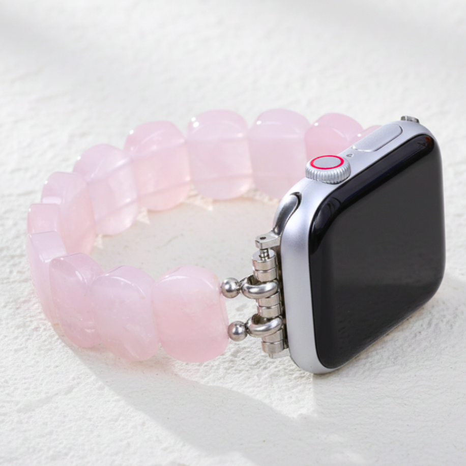 Correa elástica de cuarzo rosa suave para Apple Watch