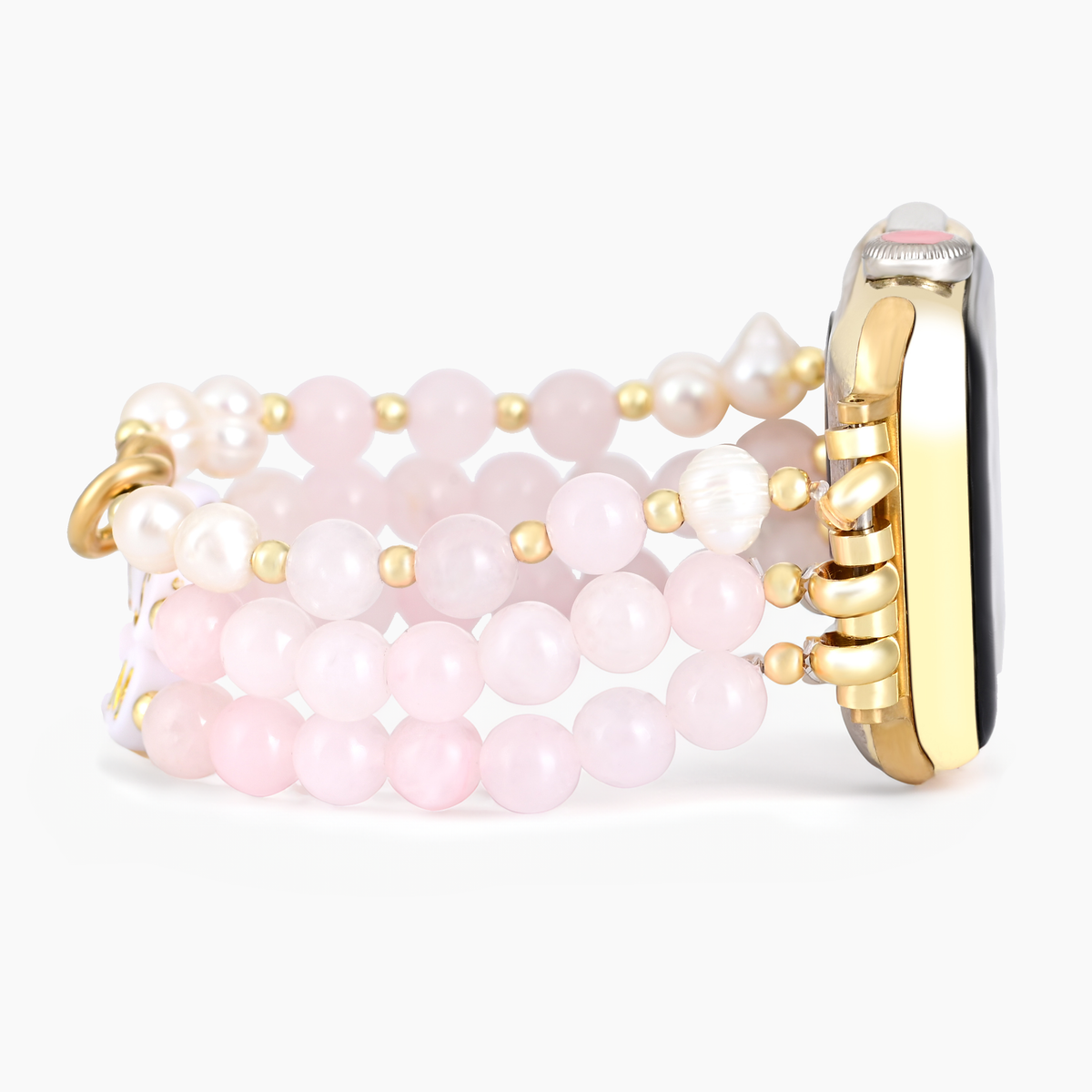 Correa elástica de cuarzo rosa personalizada para Apple Watch