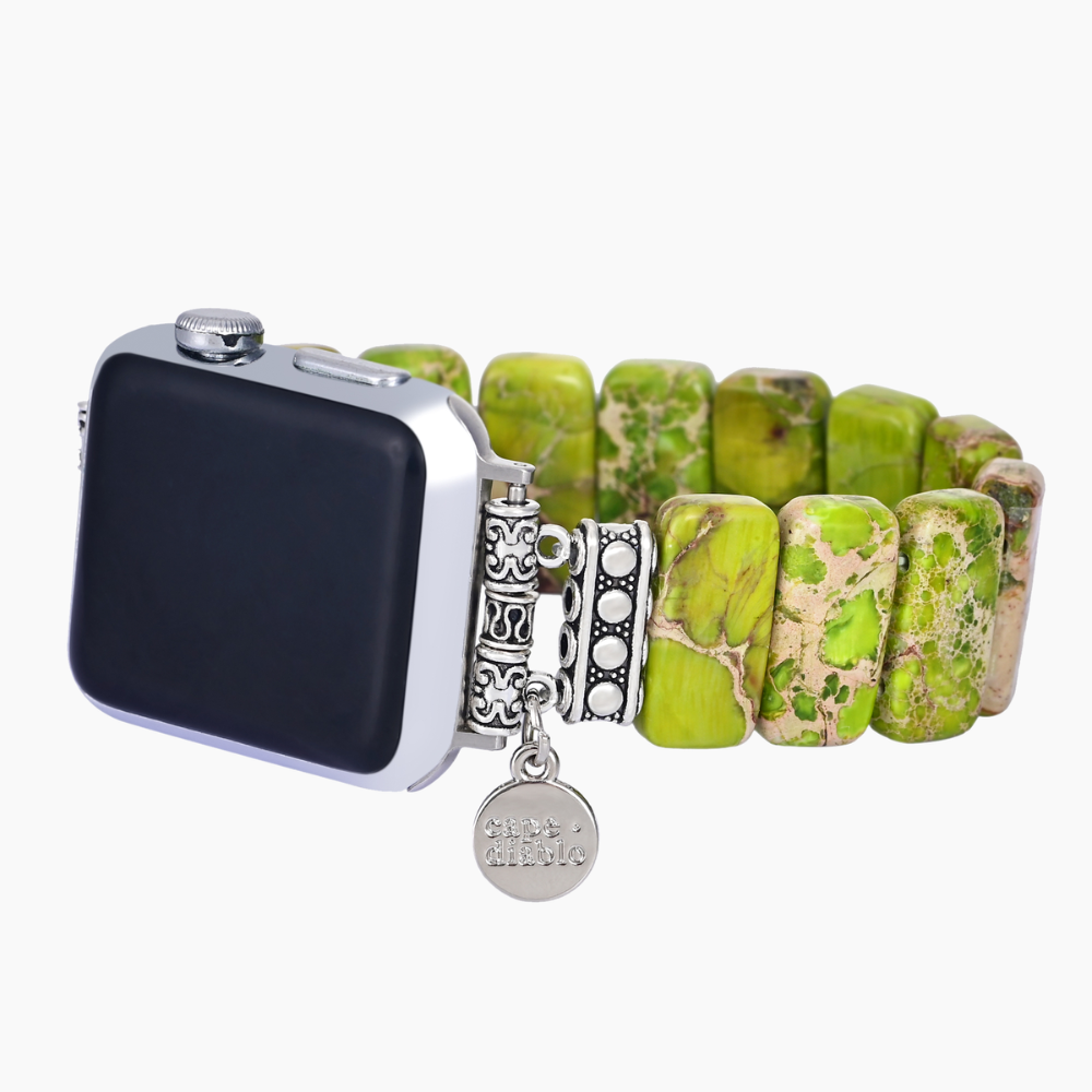 Correa elástica de jaspe tibetano lima para Apple Watch