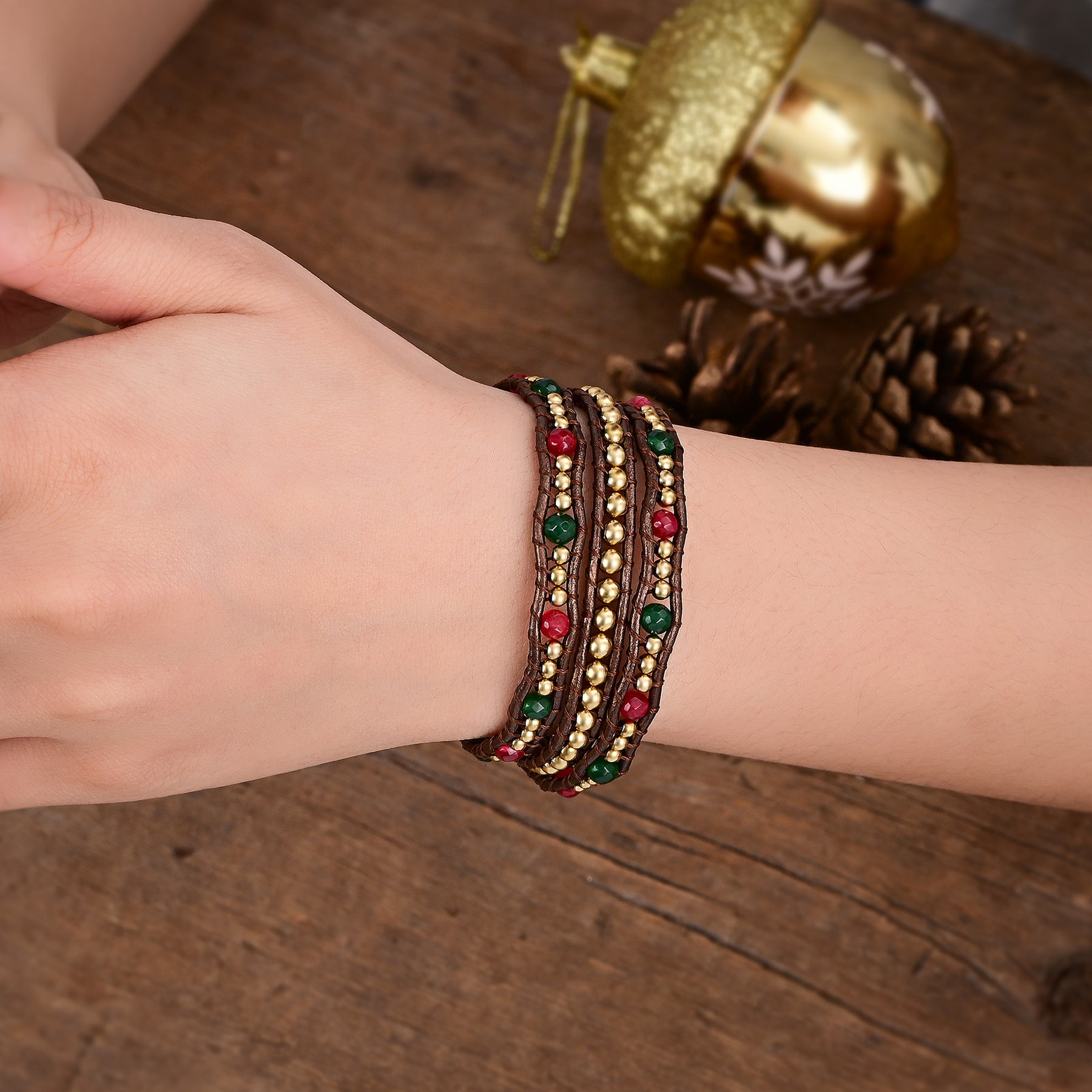 Pulsera envolvente con corazón de Feliz Navidad