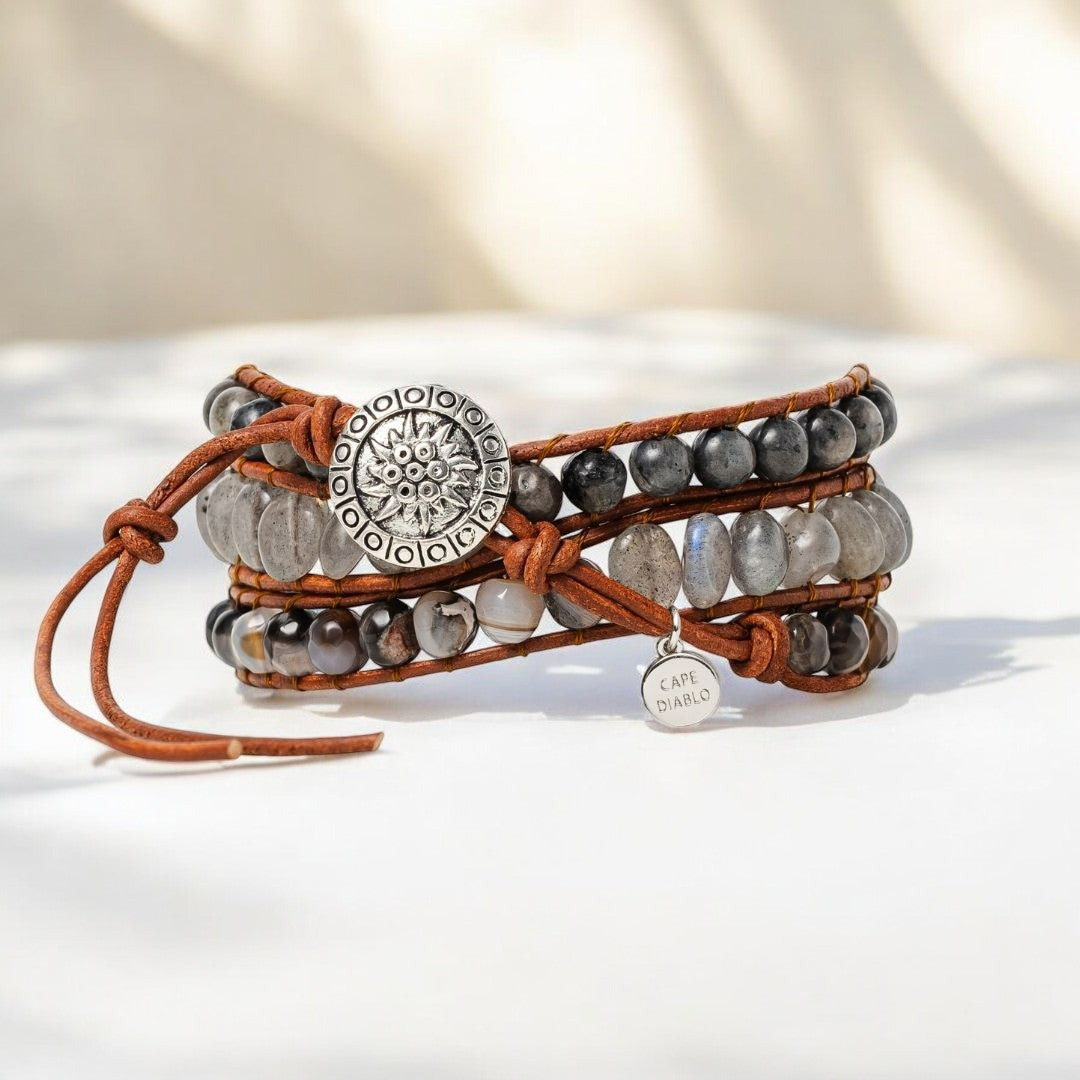 Pulsera envolvente artesanal de labradorita