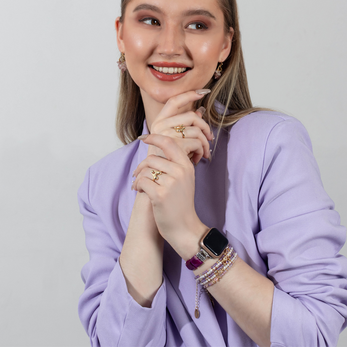 Correa de Apple Watch de Ágata Aura Amatista Stretch