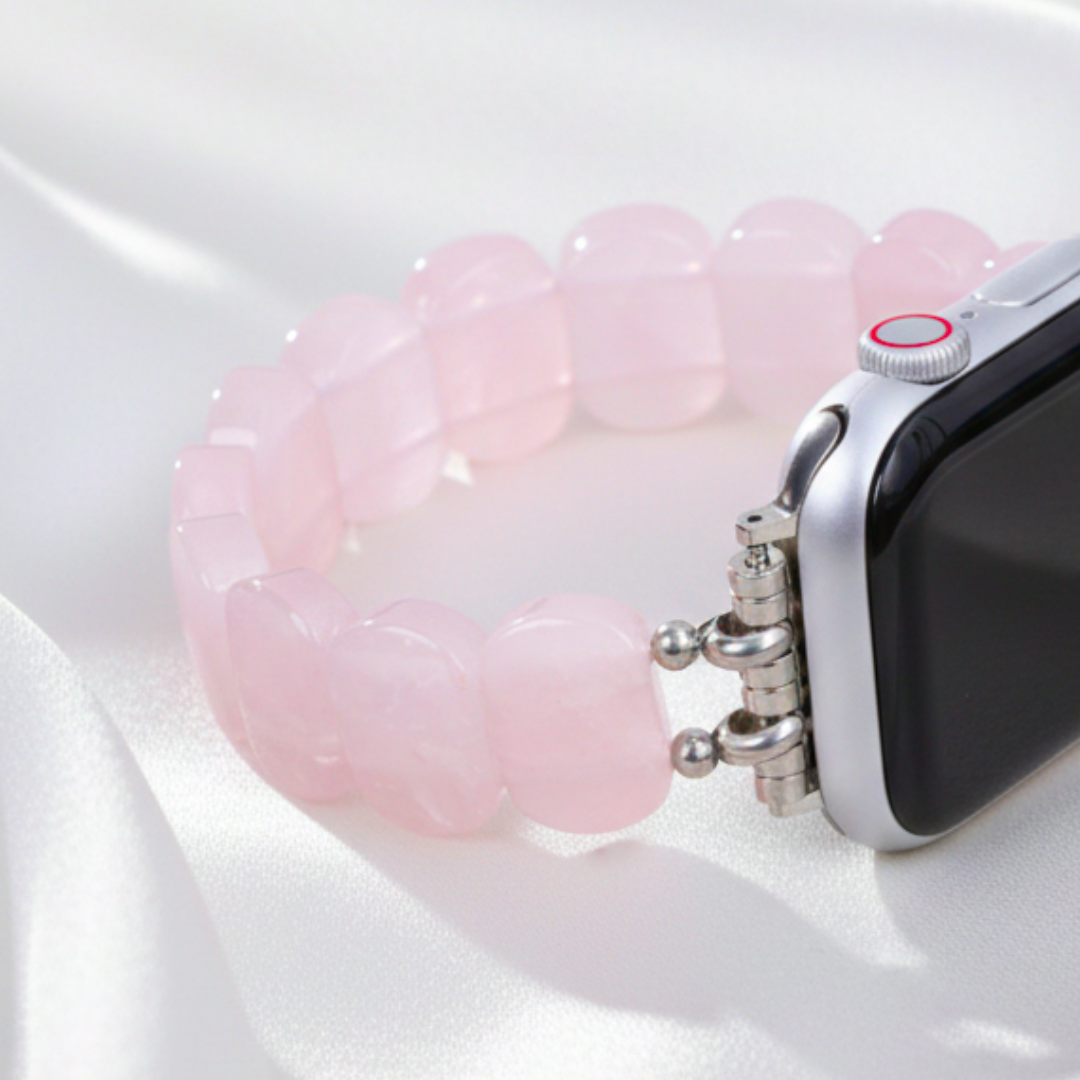 Correa elástica de cuarzo rosa suave para Apple Watch