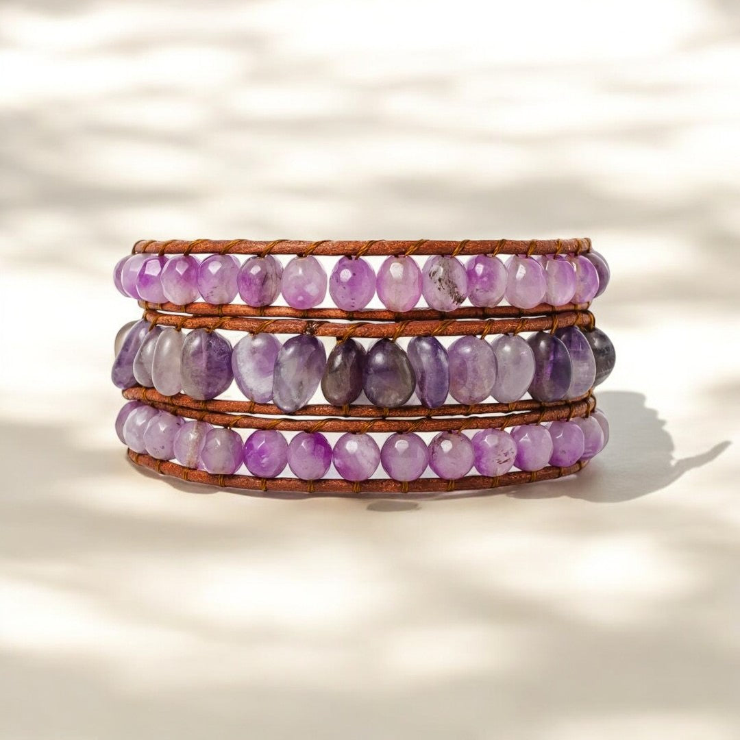 Pulsera envolvente artesanal de amatista mística