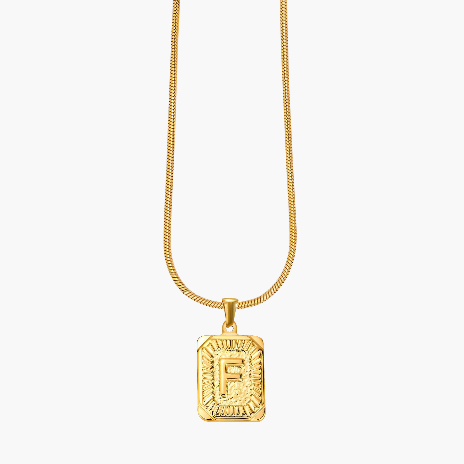 Collar con inicial de burbuja con brillo dorado