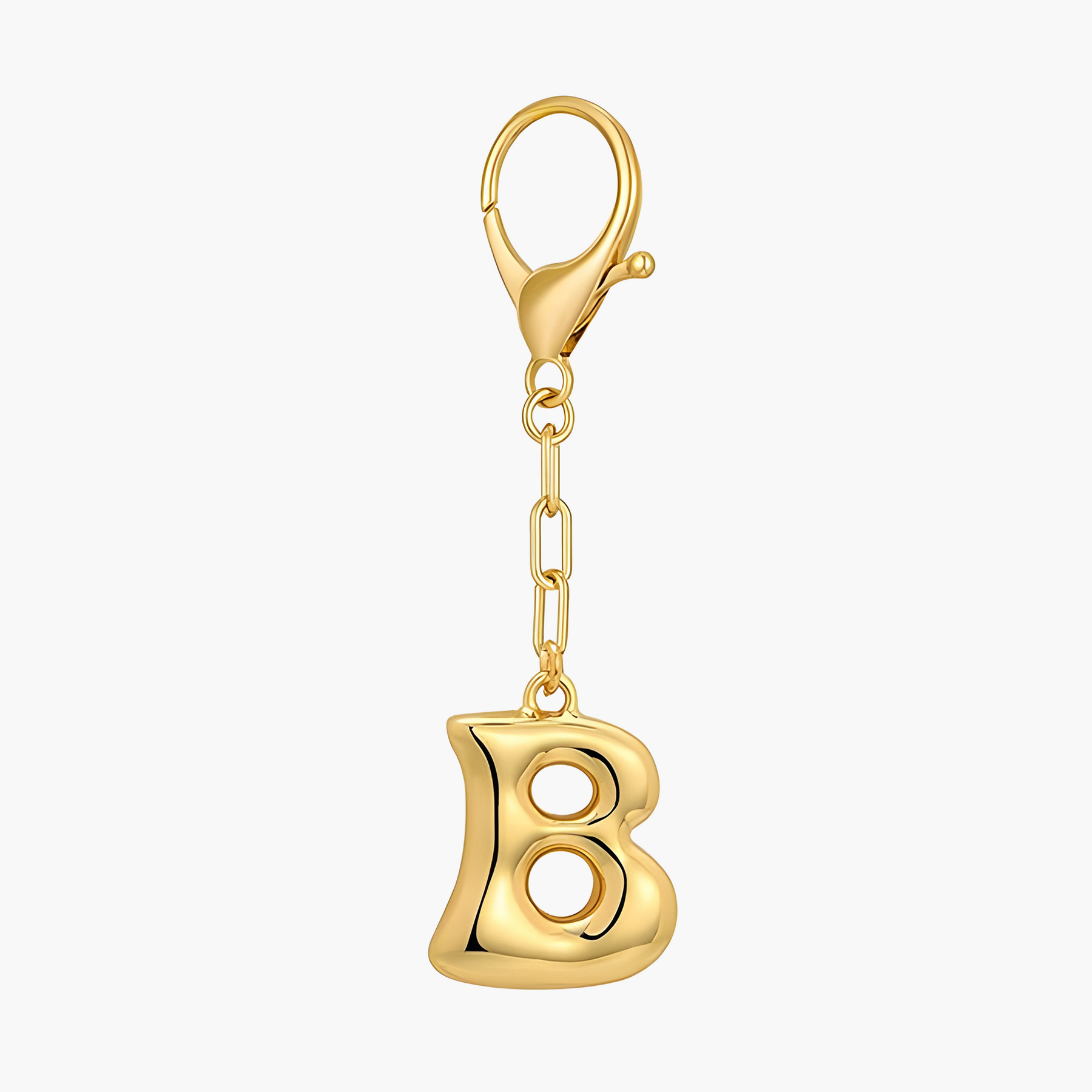 Llavero de letra inicial burbuja y charm para bolso
