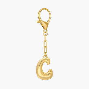 Llavero de letra inicial burbuja y charm para bolso
