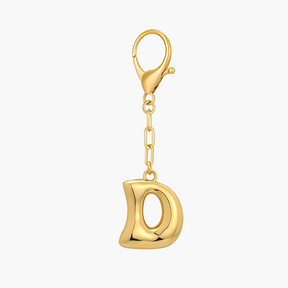 Llavero de letra inicial burbuja y charm para bolso