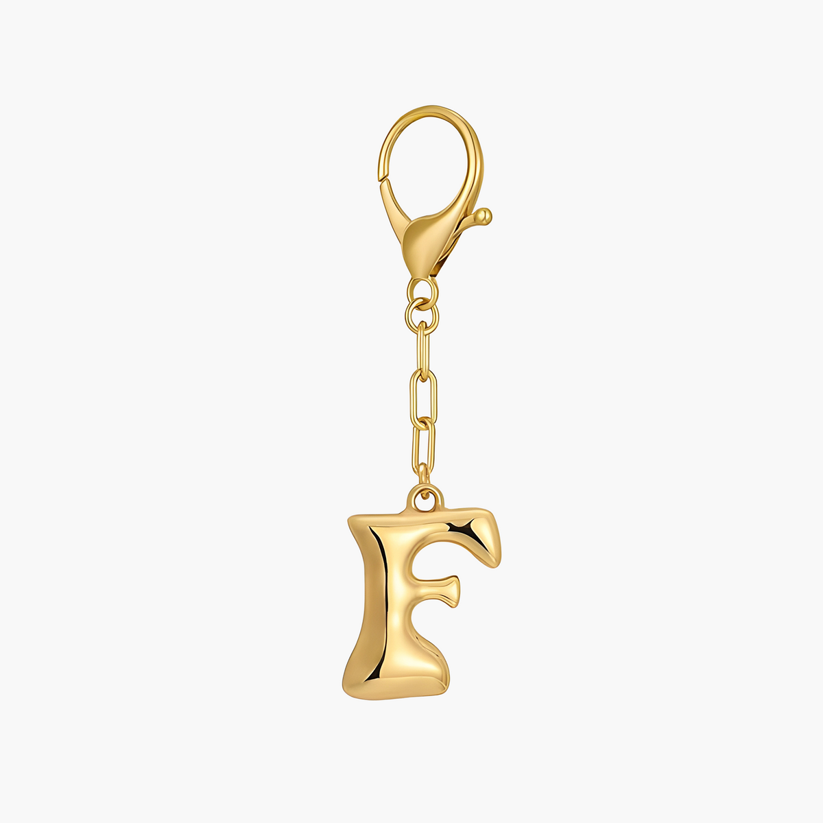 Llavero de letra inicial burbuja y charm para bolso