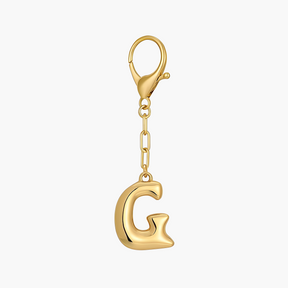 Llavero de letra inicial burbuja y charm para bolso