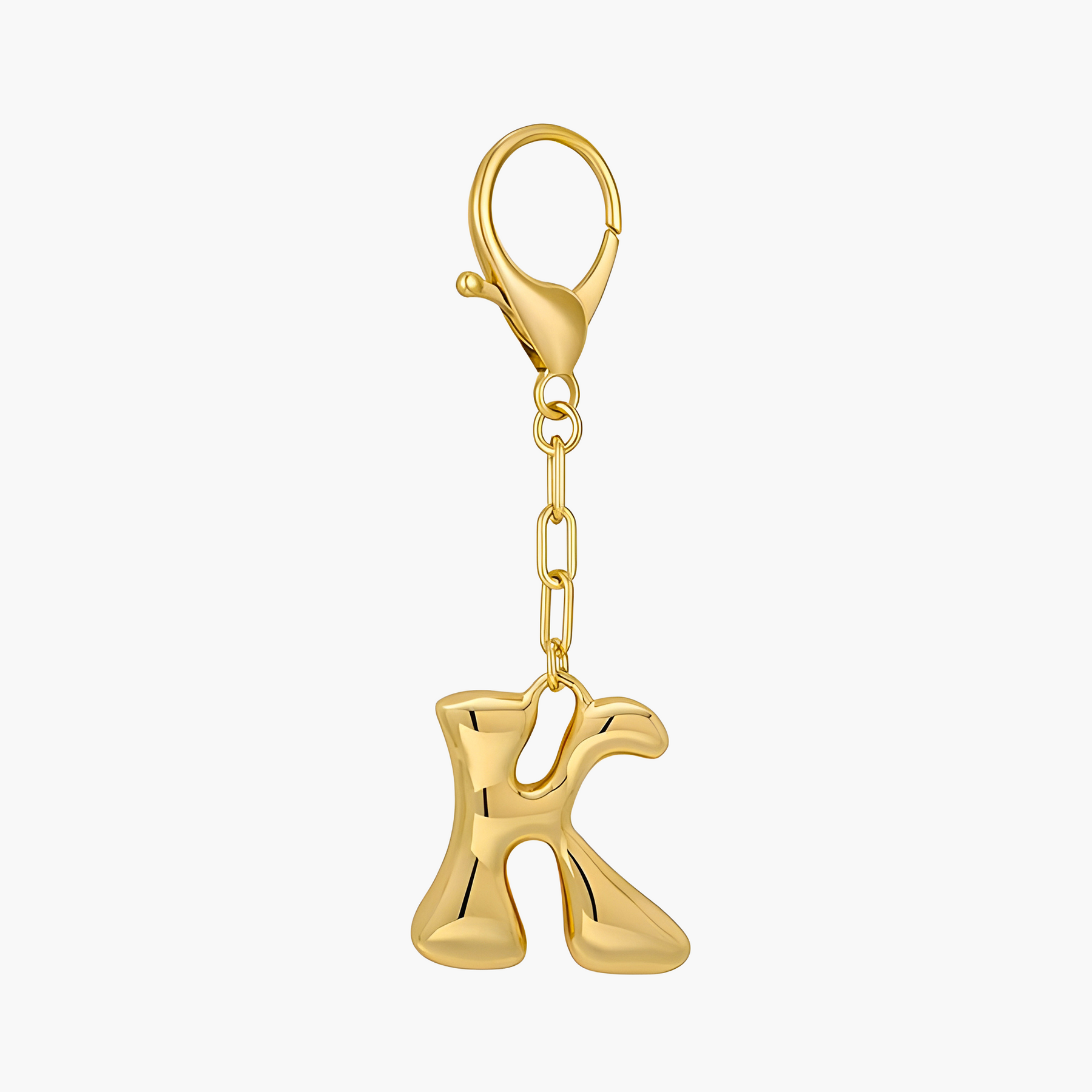 Llavero de letra inicial burbuja y charm para bolso