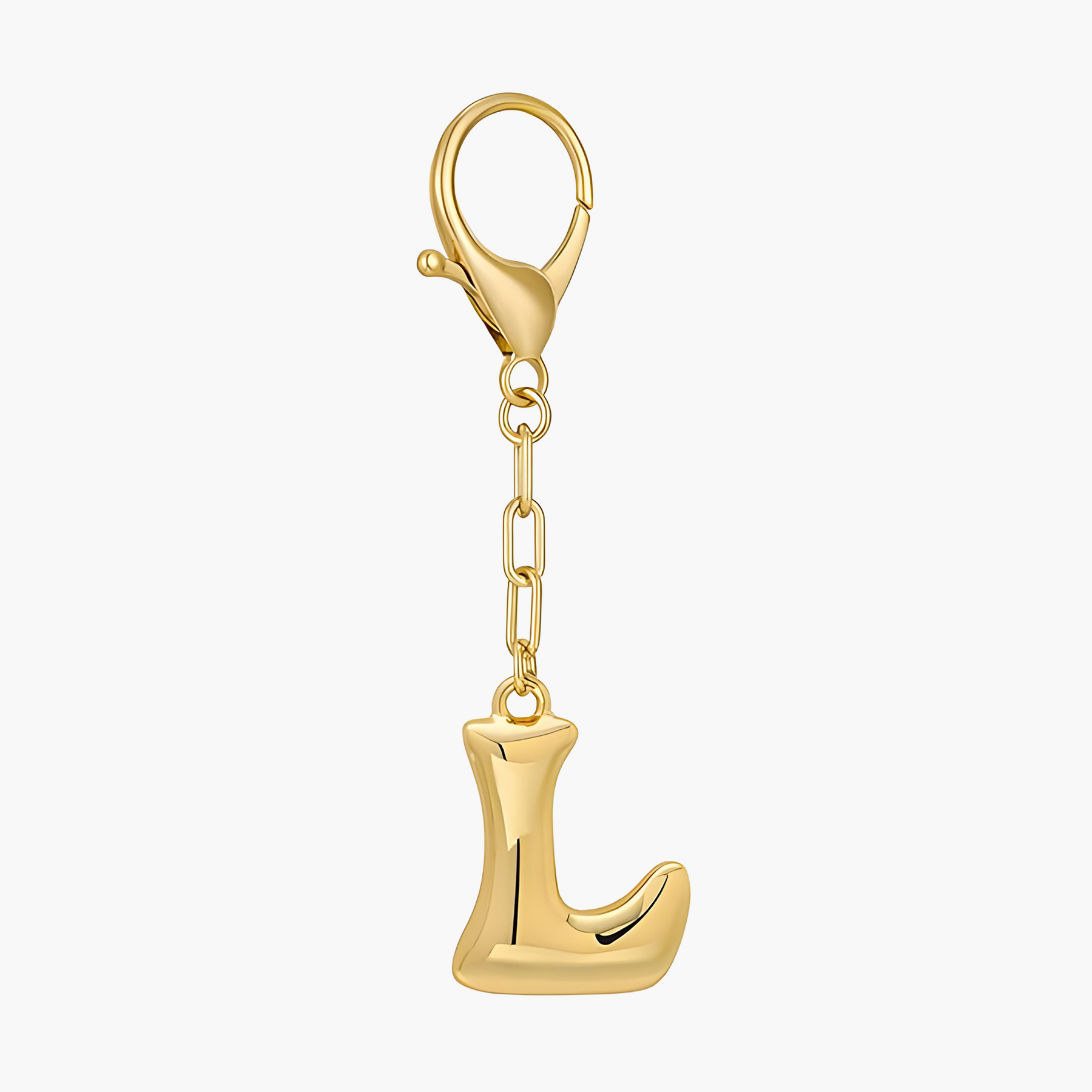 Llavero de letra inicial burbuja y charm para bolso