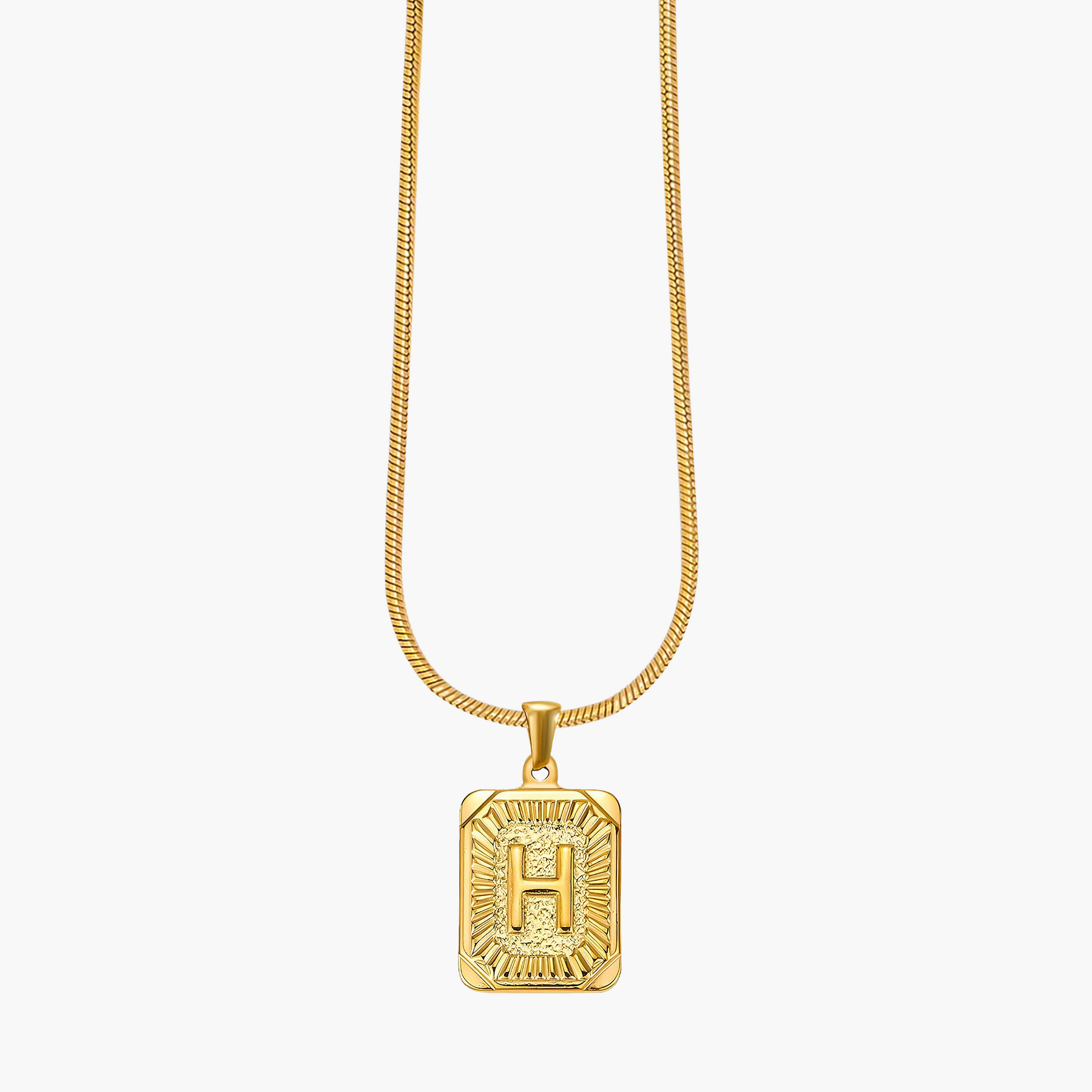 Collar con inicial de burbuja con brillo dorado