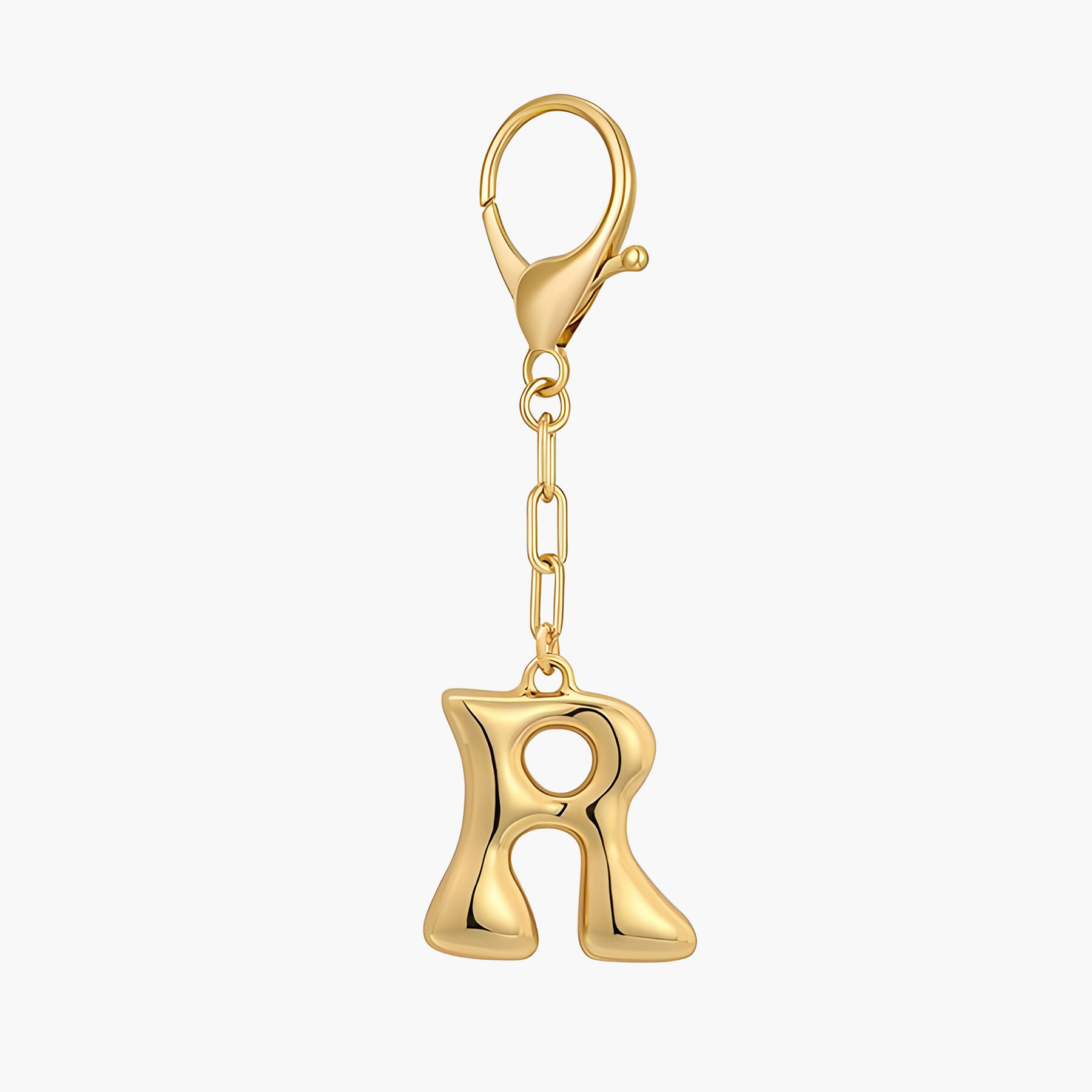 Llavero de letra inicial burbuja y charm para bolso