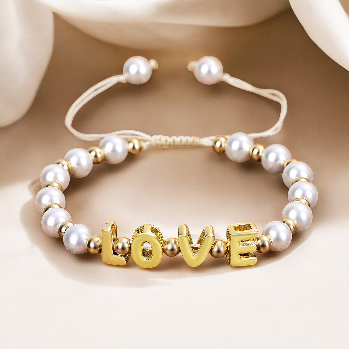 Pulsera de amor con resplandor de perla
