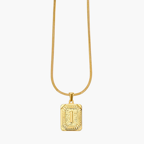 Collar con inicial de burbuja con brillo dorado