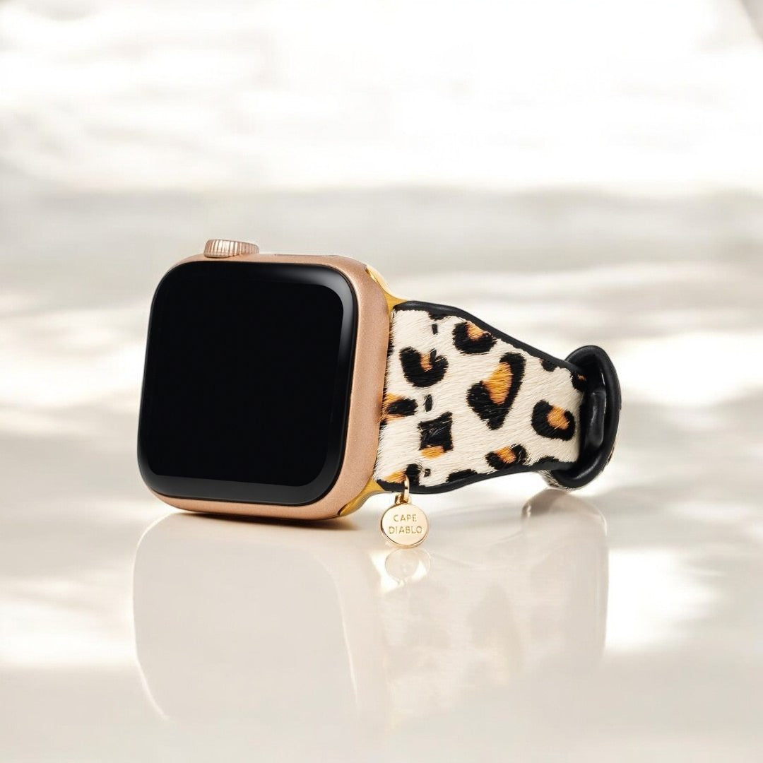 Correa de reloj de cuero Apple marfil felino