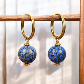 Pendientes de aro con orbe moteado Sapphire Sky