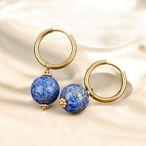 Pendientes de aro con orbe moteado Sapphire Sky