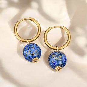 Pendientes de aro con orbe moteado Sapphire Sky