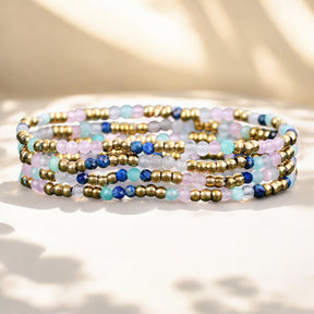 Conjunto de pulseras de joyería con lapislázuli y amazonita