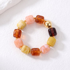 Pulsera gruesa de cuentas mixtas en tonos otoñales y ember
