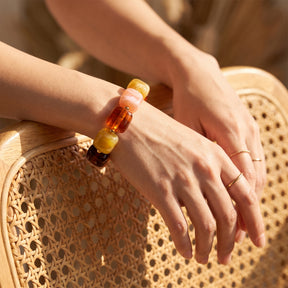 Pulsera gruesa de cuentas mixtas en tonos otoñales y ember