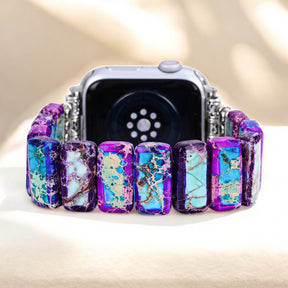Correa elástica de jaspe tibetano majestuoso para Apple Watch