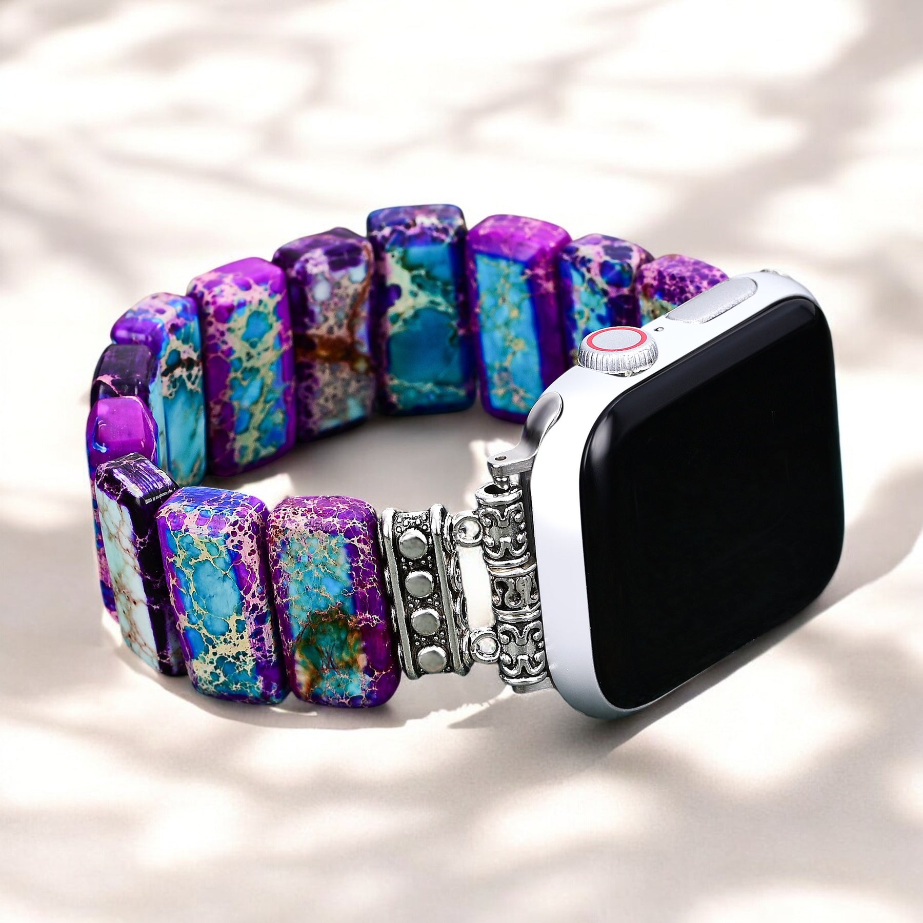 Correa elástica de jaspe tibetano majestuoso para Apple Watch