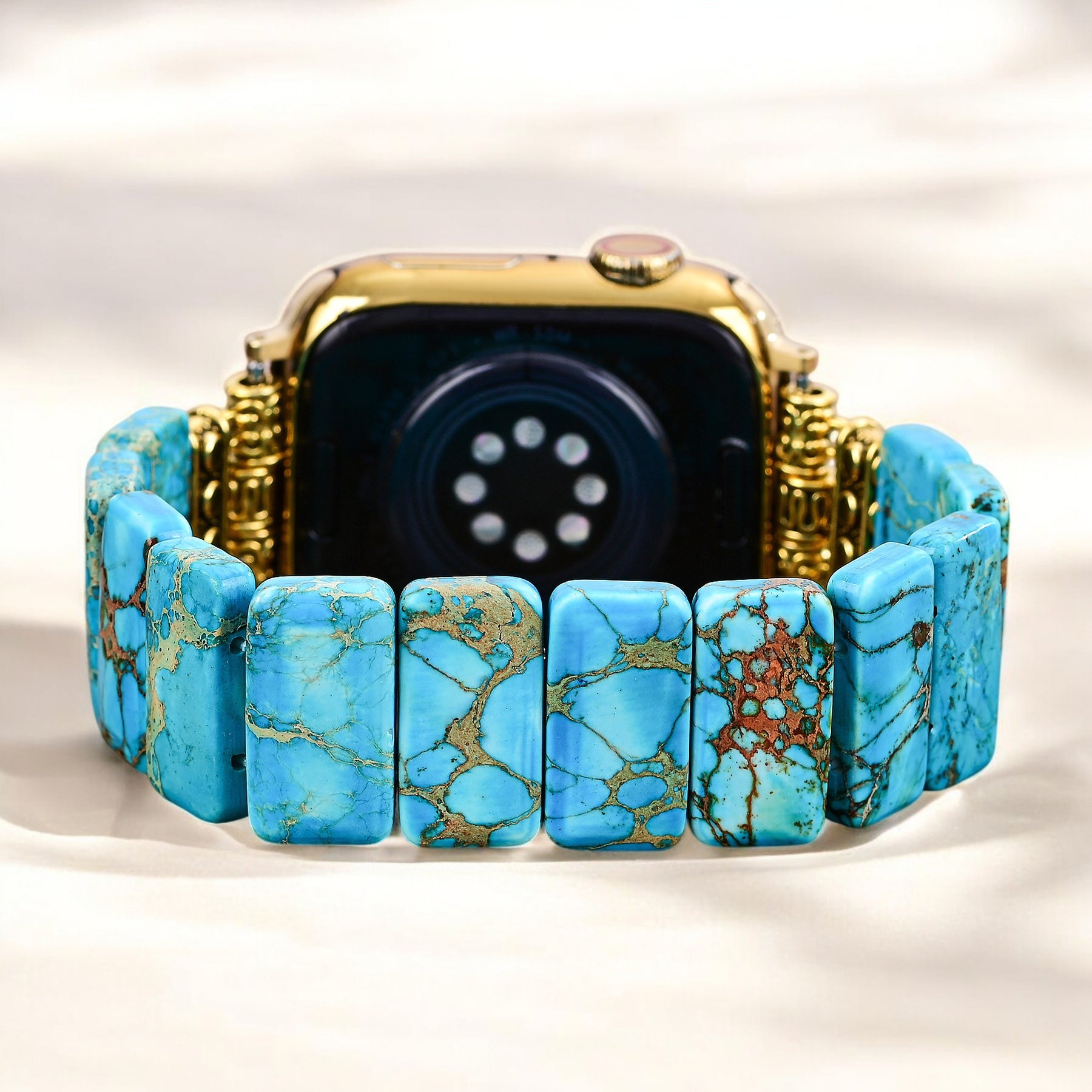 Correa elástica de jaspe tibetano turquesa para Apple Watch
