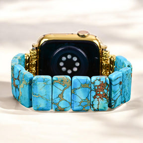Correa elástica de jaspe tibetano turquesa para Apple Watch