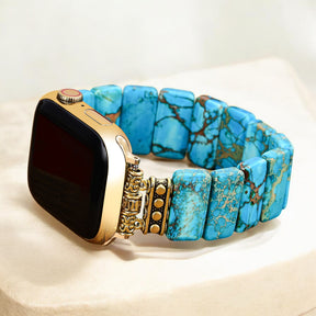Correa elástica de jaspe tibetano turquesa para Apple Watch