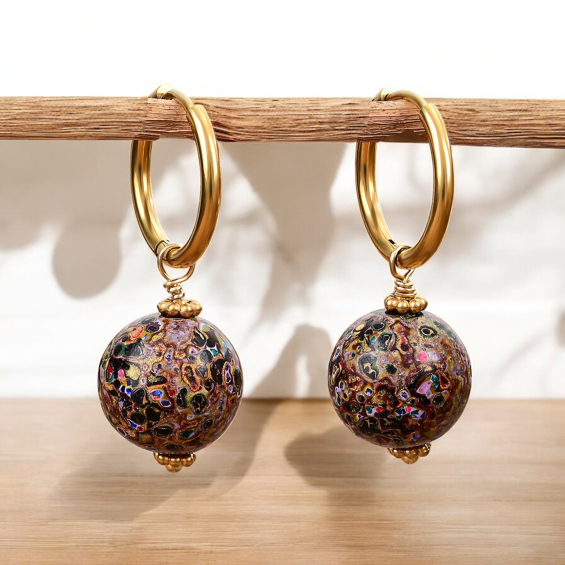 Pendientes de aro Cosmic Bloom Speckle Orb