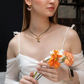 Collar de Perlas de Concha Dorada