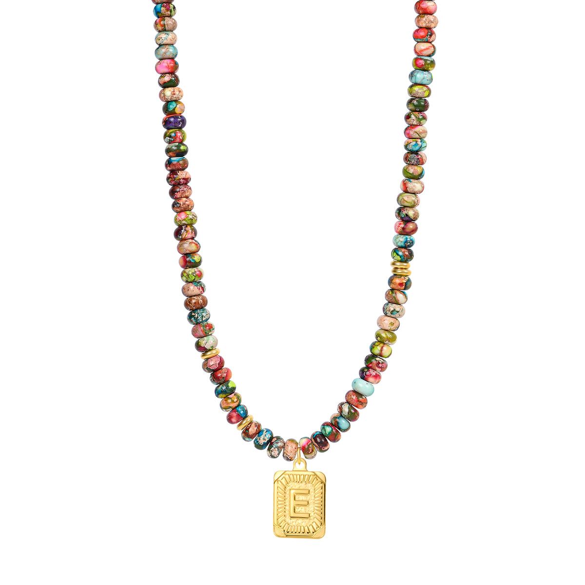Collar de burbujas con inicial de gema vibrante