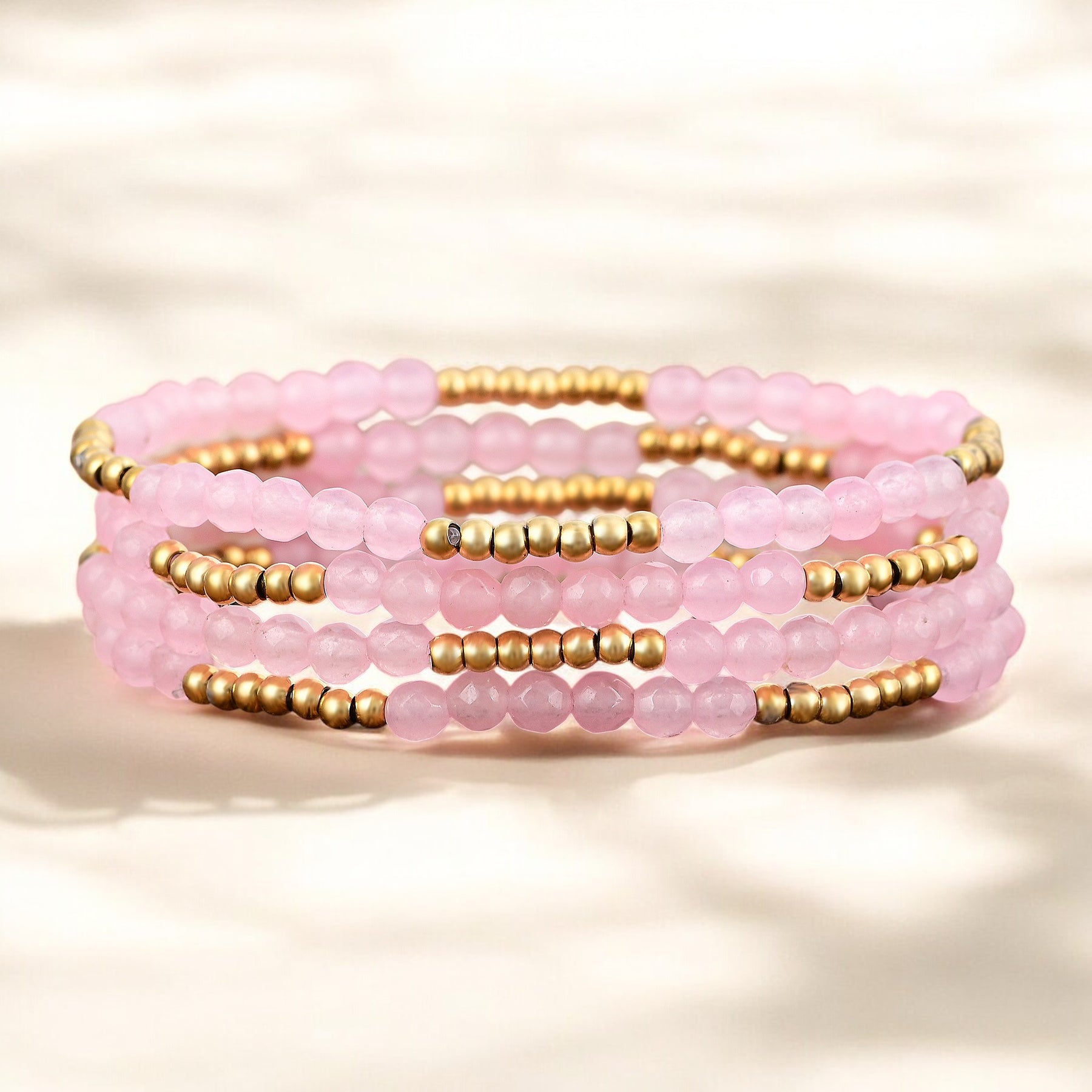 Set de Pulseras de Radiancia de Cuarzo Rosa
