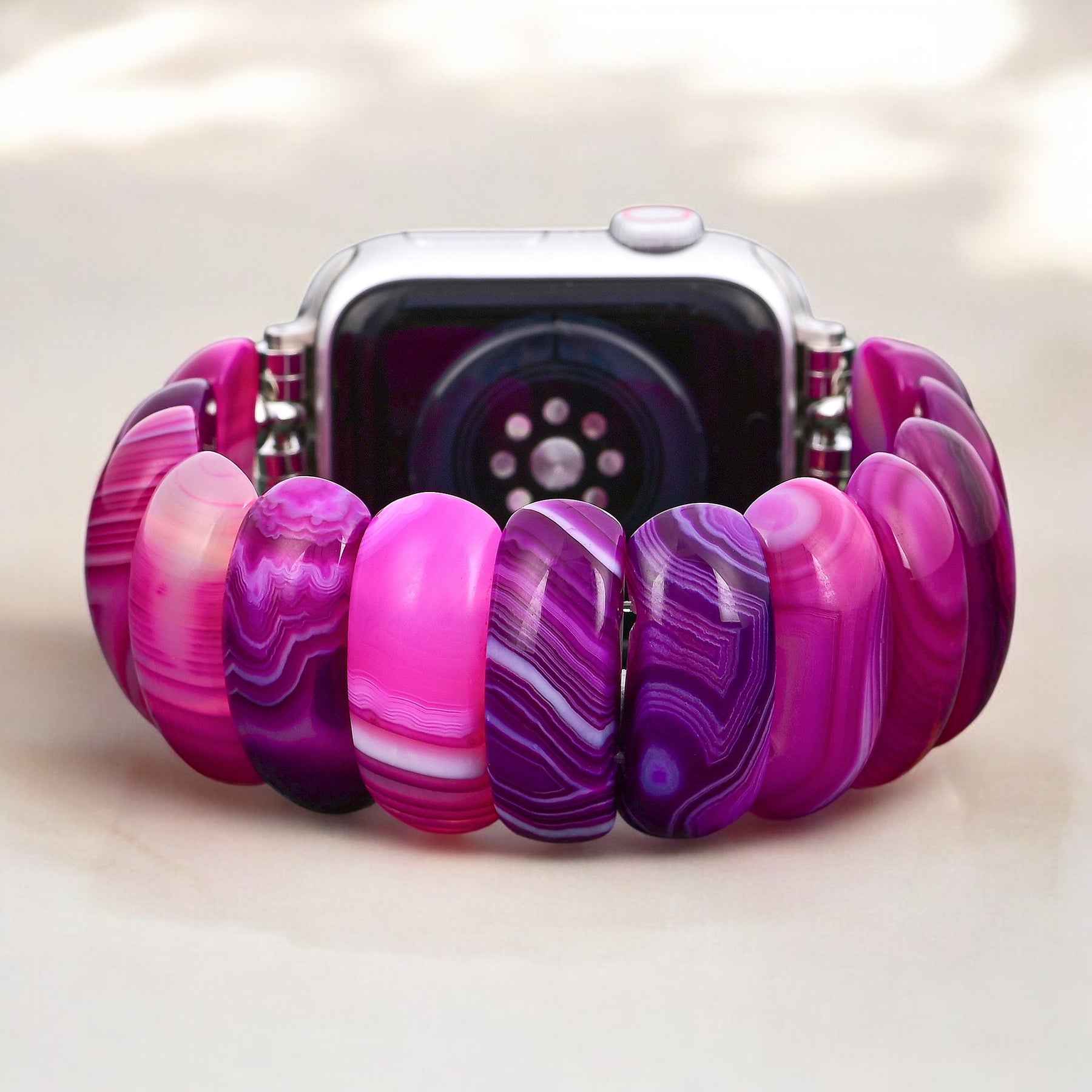 Correa elástica de ágata orquídea radiante para Apple Watch